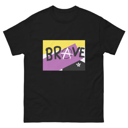 Brave classic tee - deconstructed nonbinary flag, enby pride