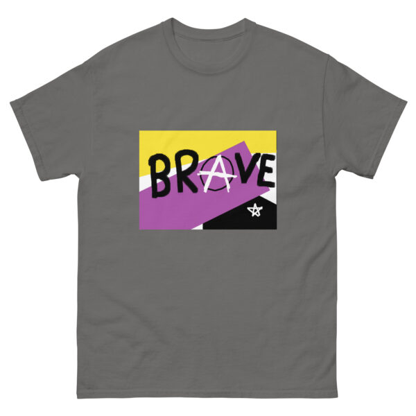 Brave classic tee - deconstructed nonbinary flag, enby pride - Image 4