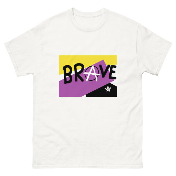 Brave classic tee - deconstructed nonbinary flag, enby pride - Image 6