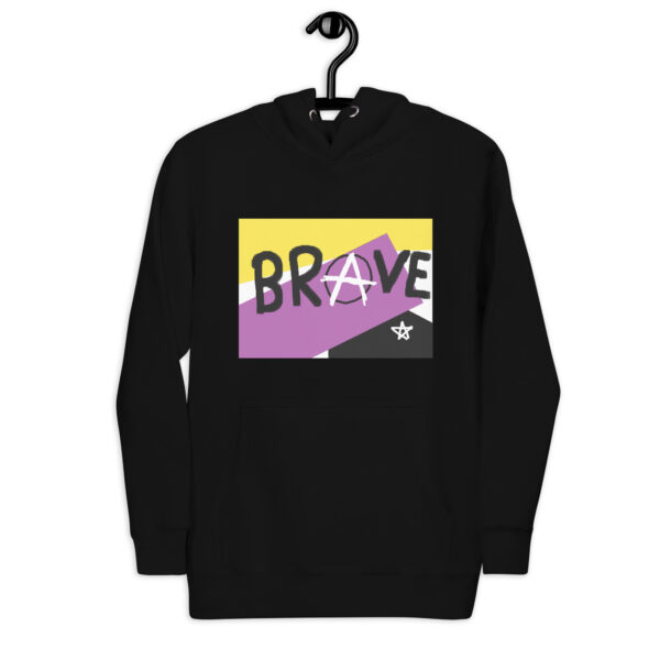 Brave Unisex Hoodie - deconstructed non-binary flag, enby pride