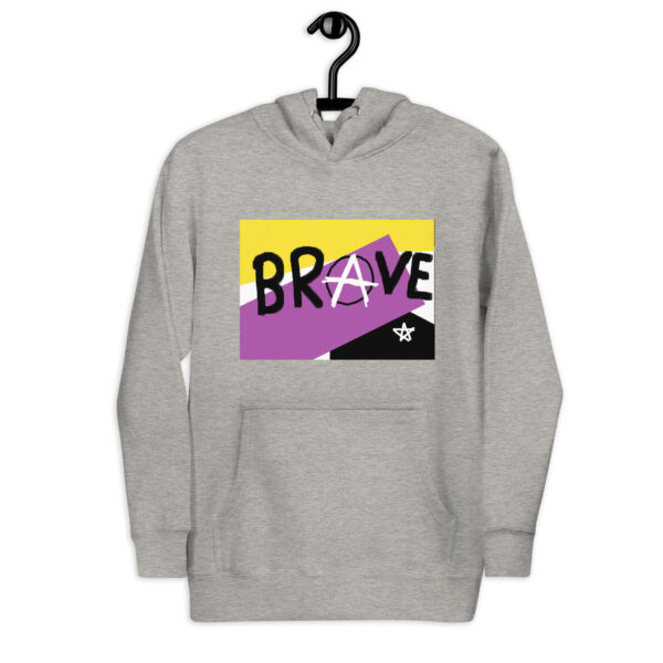 Brave Unisex Hoodie - deconstructed non-binary flag, enby pride - Image 10