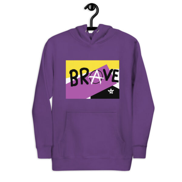 Brave Unisex Hoodie - deconstructed non-binary flag, enby pride - Image 8