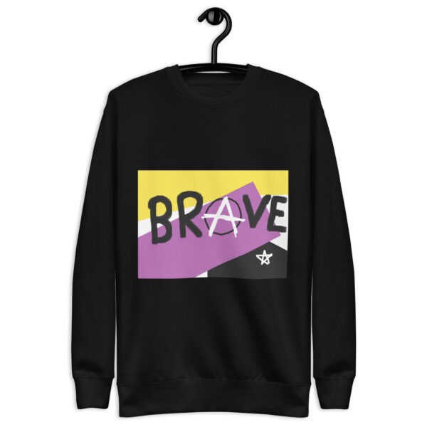 Brave Unisex Sweatshirt - deconstructed non-binary flag, enby pride