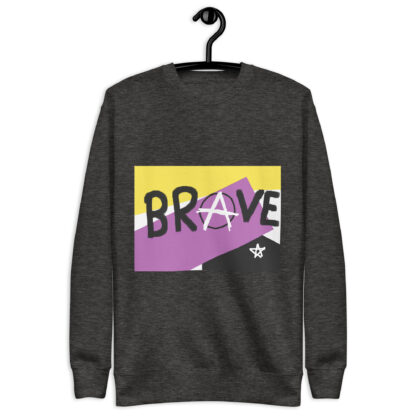 Brave Unisex Sweatshirt - deconstructed non-binary flag, enby pride - Image 4