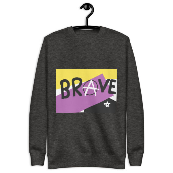 Brave Unisex Sweatshirt - deconstructed non-binary flag, enby pride - Image 4