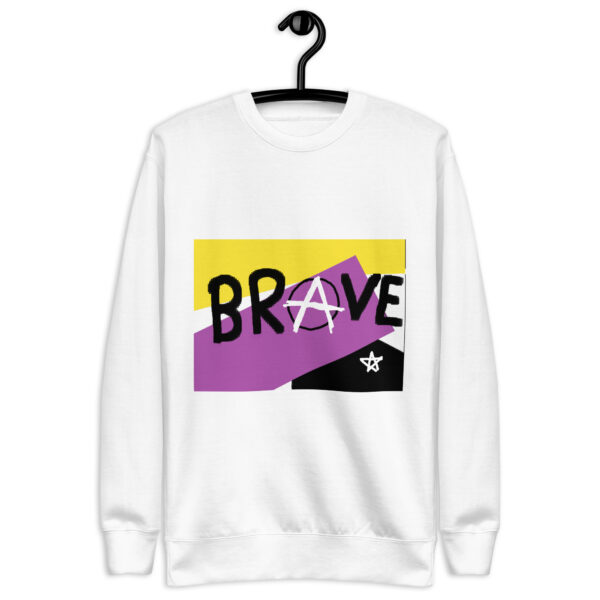 Brave Unisex Sweatshirt - deconstructed non-binary flag, enby pride - Image 5