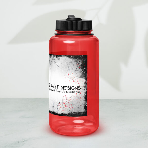 Red and the Wolf Designs banner water bottle