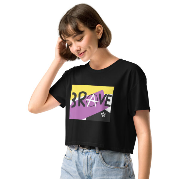 Brave crop top - deconstructed non-binary flag, enby pride - Image 5