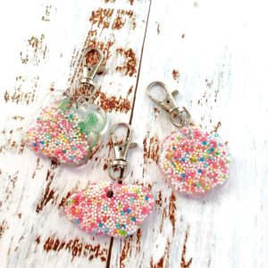 Pastel sprinkles resin keychain