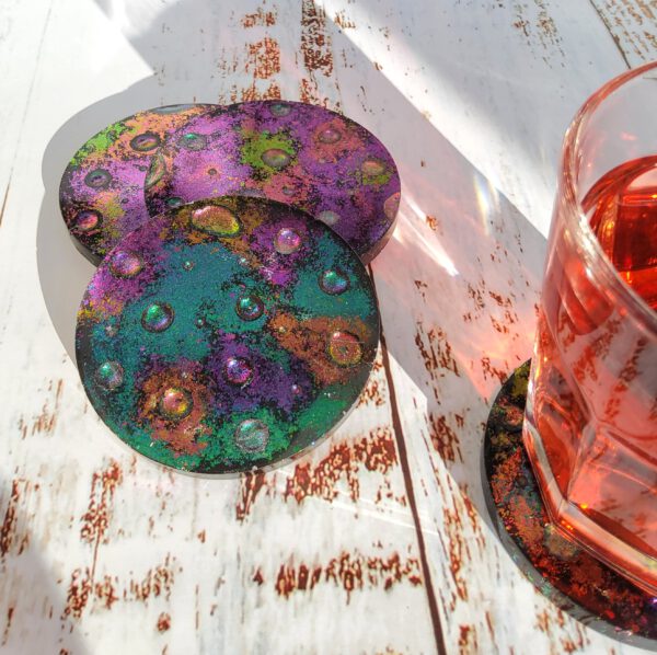 Set of four waterdrop resin coasters - Image 5