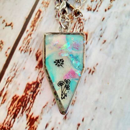 Fluid blue resin pendant necklace - slight flaws - Image 6