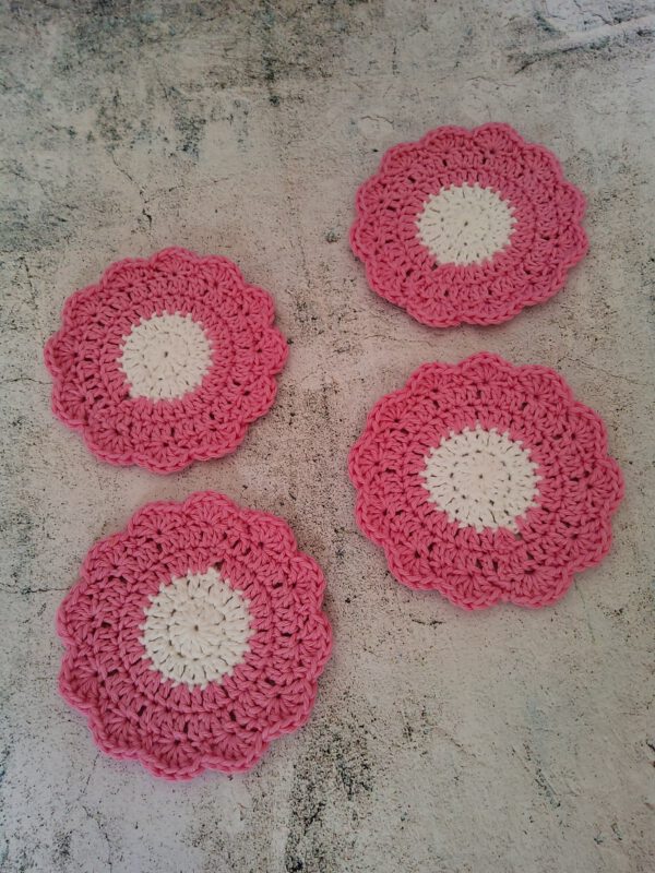 Flower coasters pink, Set of 4 - Image 3