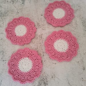 Flower coasters pink, Set of 4