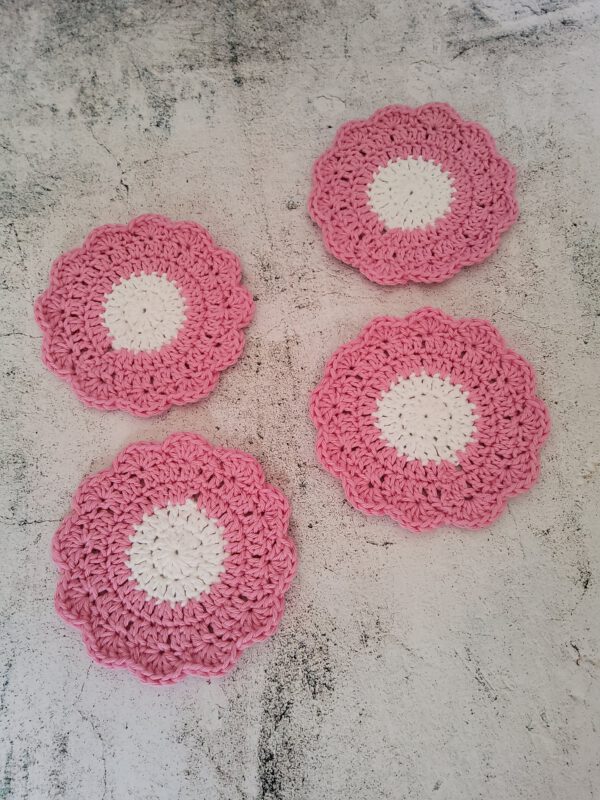 Flower coasters pink, Set of 4