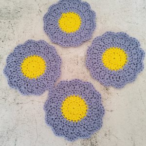 Flower coasters periwinkle, Set of 4