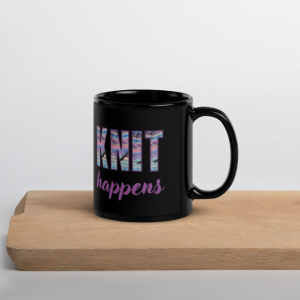 Knit Happens- Black Glossy Mug