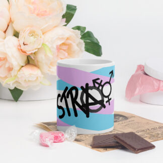 Stray - deconstructed trans flag White glossy mug