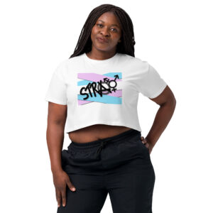 Stray - deconstructed trans flag crop top