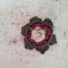 Crochet flower brooch with metal button - Image 2