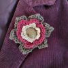 Crochet flower brooch with metal button - Image 5