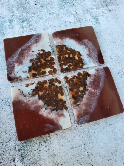 Set of four Coffee bean resin coasters