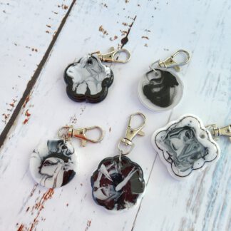 Black and White resin keychain