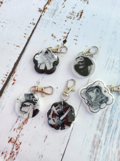 Black and White resin keychain