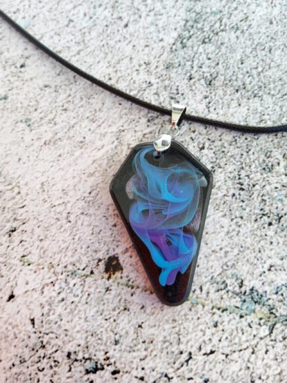 Galaxies in blue and purple resin pendant necklace - Image 2