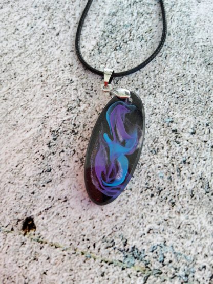 Galaxies in blue and purple resin pendant necklace - Image 8