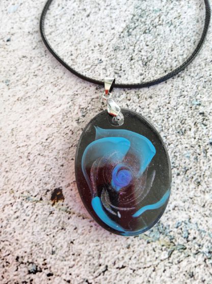 Galaxies in blue and purple resin pendant necklace - Image 7