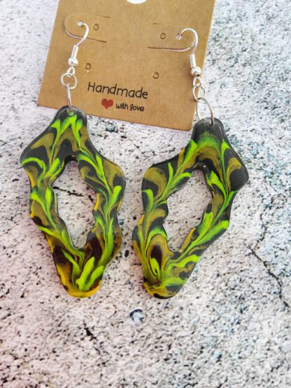 Neon Retro dangle earrings, UV reactive - Image 3