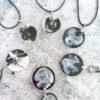 Black and White resin pendant necklace