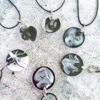 Black and White resin pendant necklace