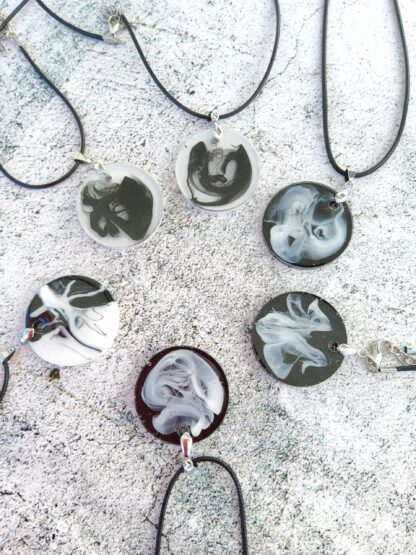 Black and White resin pendant necklace