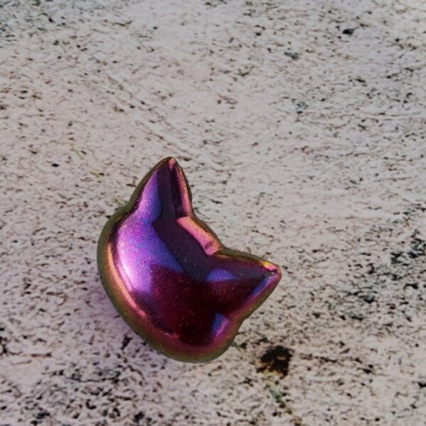 Metallic purple cat pin