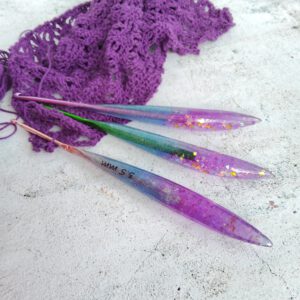 Mermaid crochet hooks with resin handle