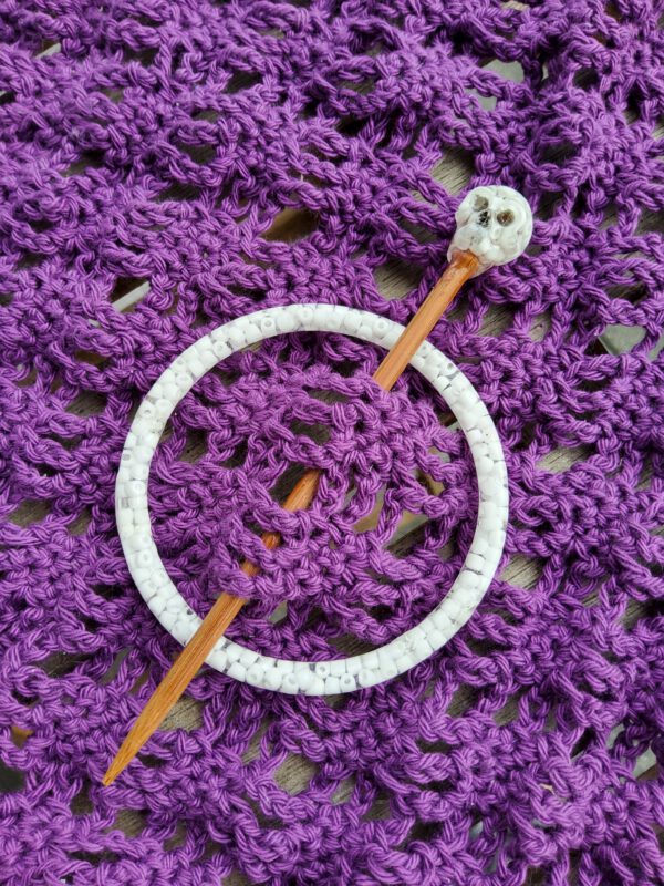 White Skull shawl pin