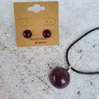 Sparkling Wine cabochon earrings and necklace