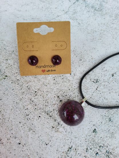 Sparkling Wine cabochon earrings and necklace