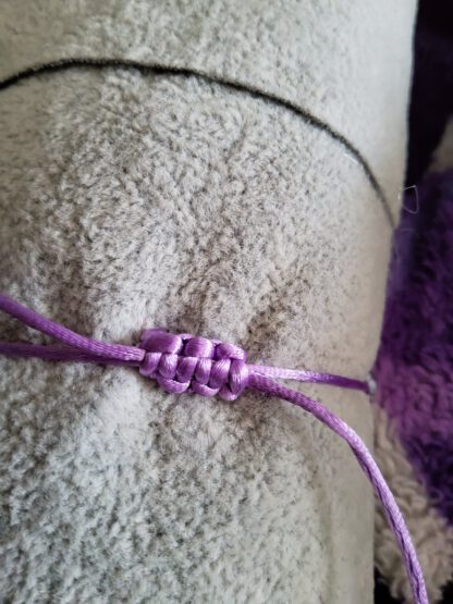 Purple and grey macrame bracelet with ceramic fish bead - Image 4